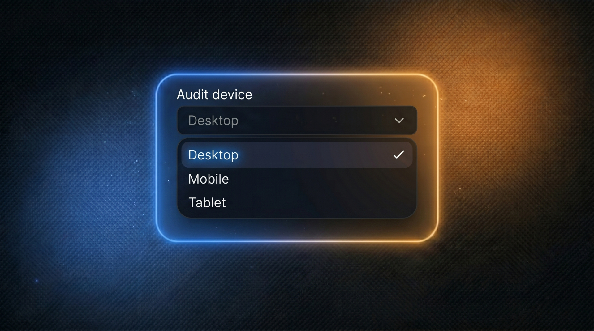 Audit device dropdown mockup